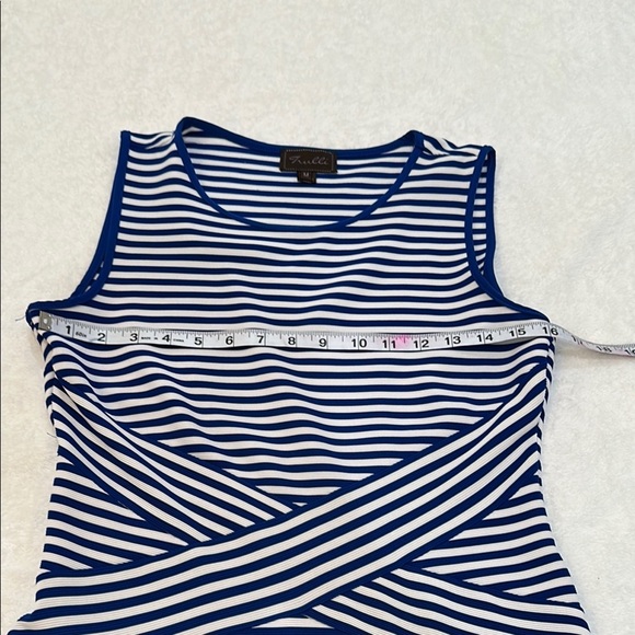 TRULLI Blue and White Sleeveless Fit and Flare Midi Dress Size M - Picture 8 of 12